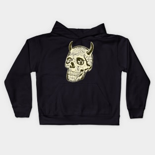 Horned Skull In Yellow Kids Hoodie